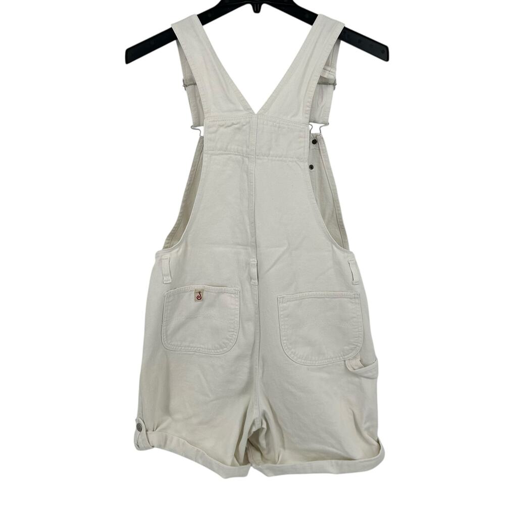 Vintage 80s 90s Women's JouJou White Denim Bibs Overalls Shortalls Size Large - Picture 7 of 11